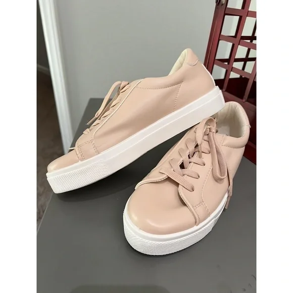 TopShop Nordstrom Faux Leather Platform Blush/Peach Sneakers - Picture 4 of 7